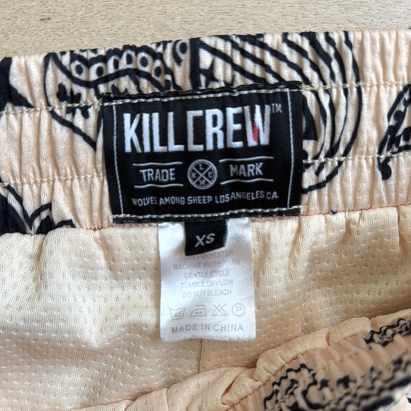 Kill Crew Bandana Print Muay Thai Shorts, Tan/Black, XS - Picture 2 of 7